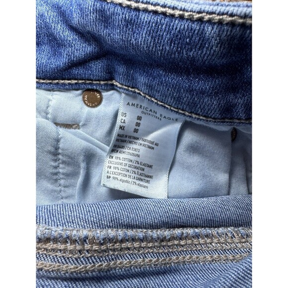 American Eagle Shorts Womens 00 Hi-Rise Shortie Denim Distressed Cutoff Ripped - Picture 6 of 10